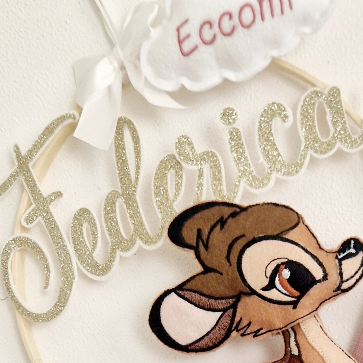 fiocco nascita cerbiatto personalizzato fatto a mano
