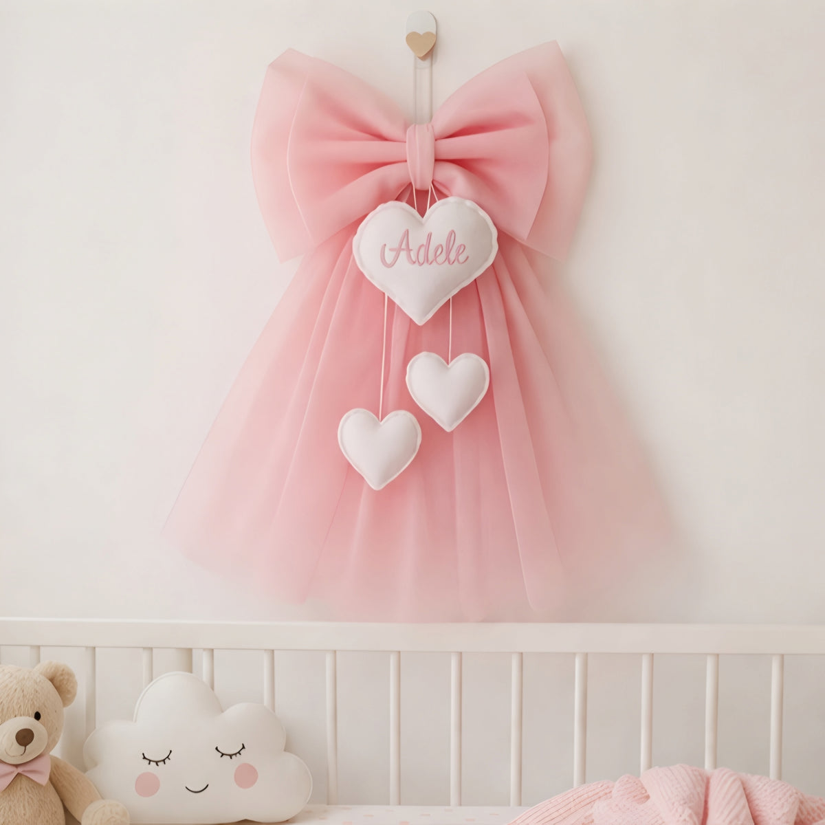 Fiocco Nascita Tulle Rosa