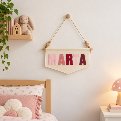 Bandierina con Nome Personalizzata Rosa